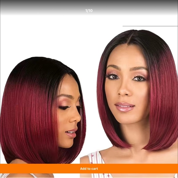 Beautiful Black & Red Wine Wig shoulder length - Picture 2 of 6